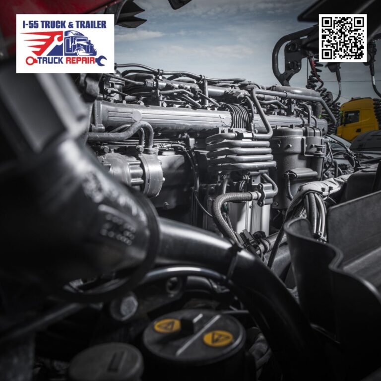I-55 Truck and Trailer Repair photo of semi truck engine repair details
